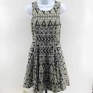 Alya Black & Tan African Print A Line Dress C183